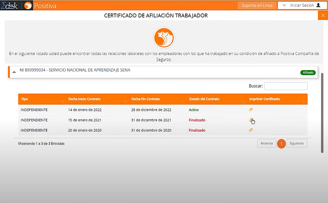Descarga de certificado